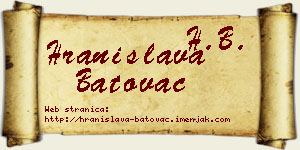 Hranislava Batovac vizit kartica